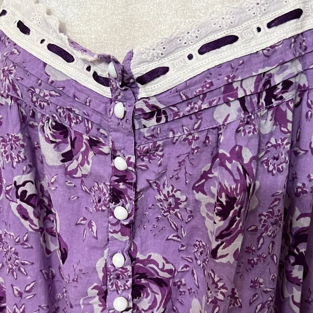 Only Necessities Women's Sleepwear Purple Floral Dress Sleeveless Size 14/16 - Picture 3 of 9